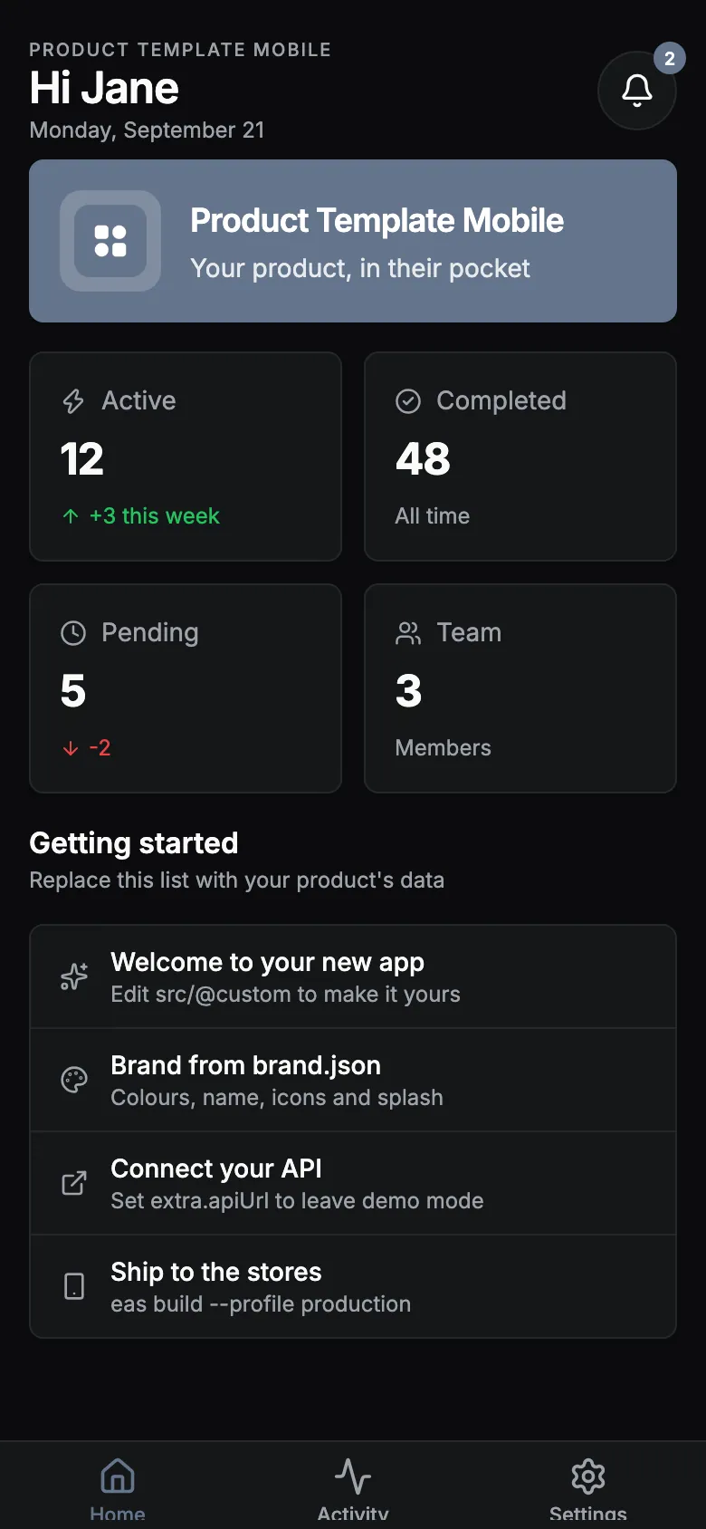 Mobile app — Home